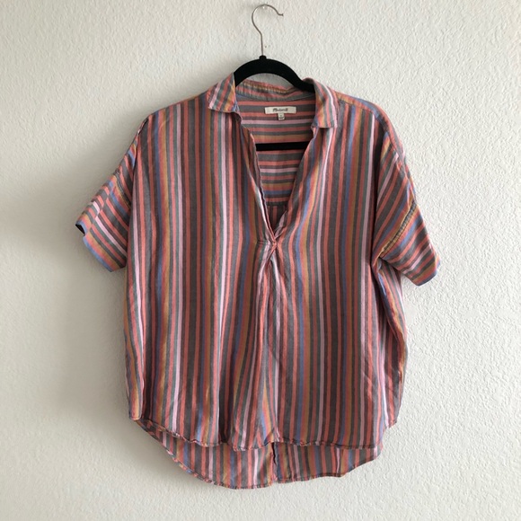 Madewell Tops - Madewell Relaxed Fit Pink Multi-Stripe Cotton Top
